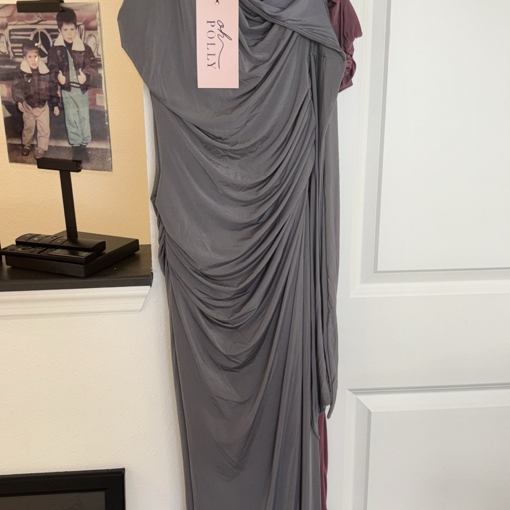 Oh Polly Gray Draped Women's Evening Dress